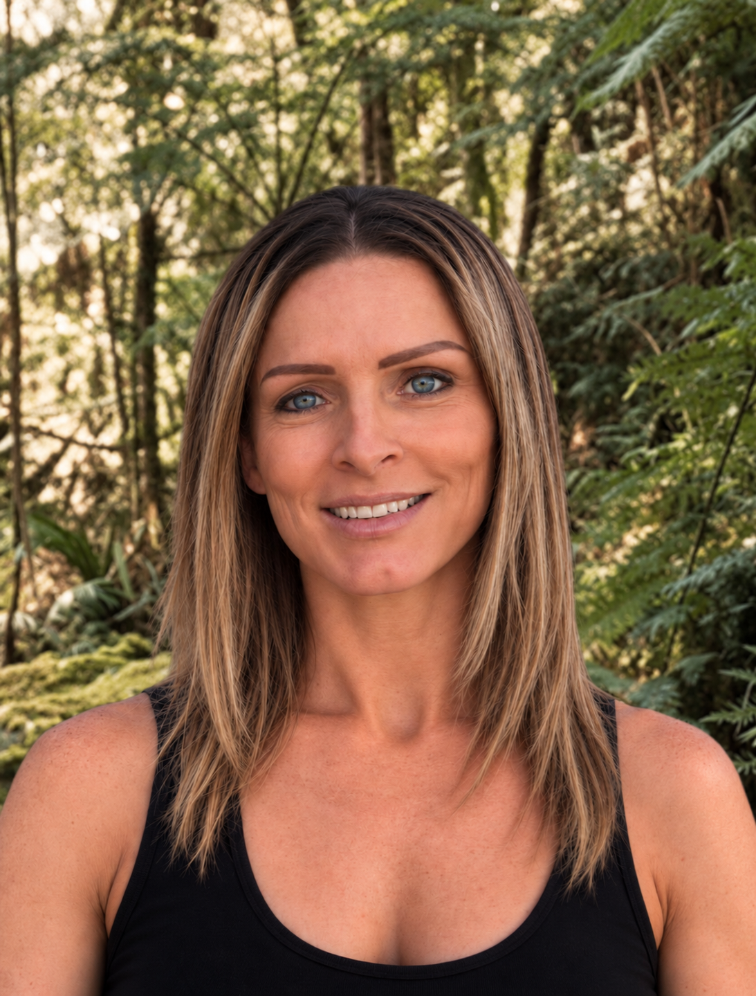 Portrait of Janette Johnson smiling outdoors in a green rainforest setting